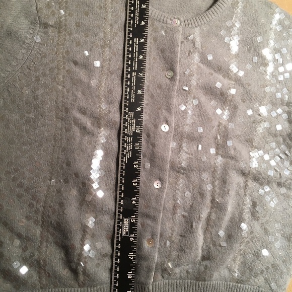 Geoffrey BEENE SPORT clear paillette SEQUIN cardigan, GRAY, women’s size L - Picture 7 of 8